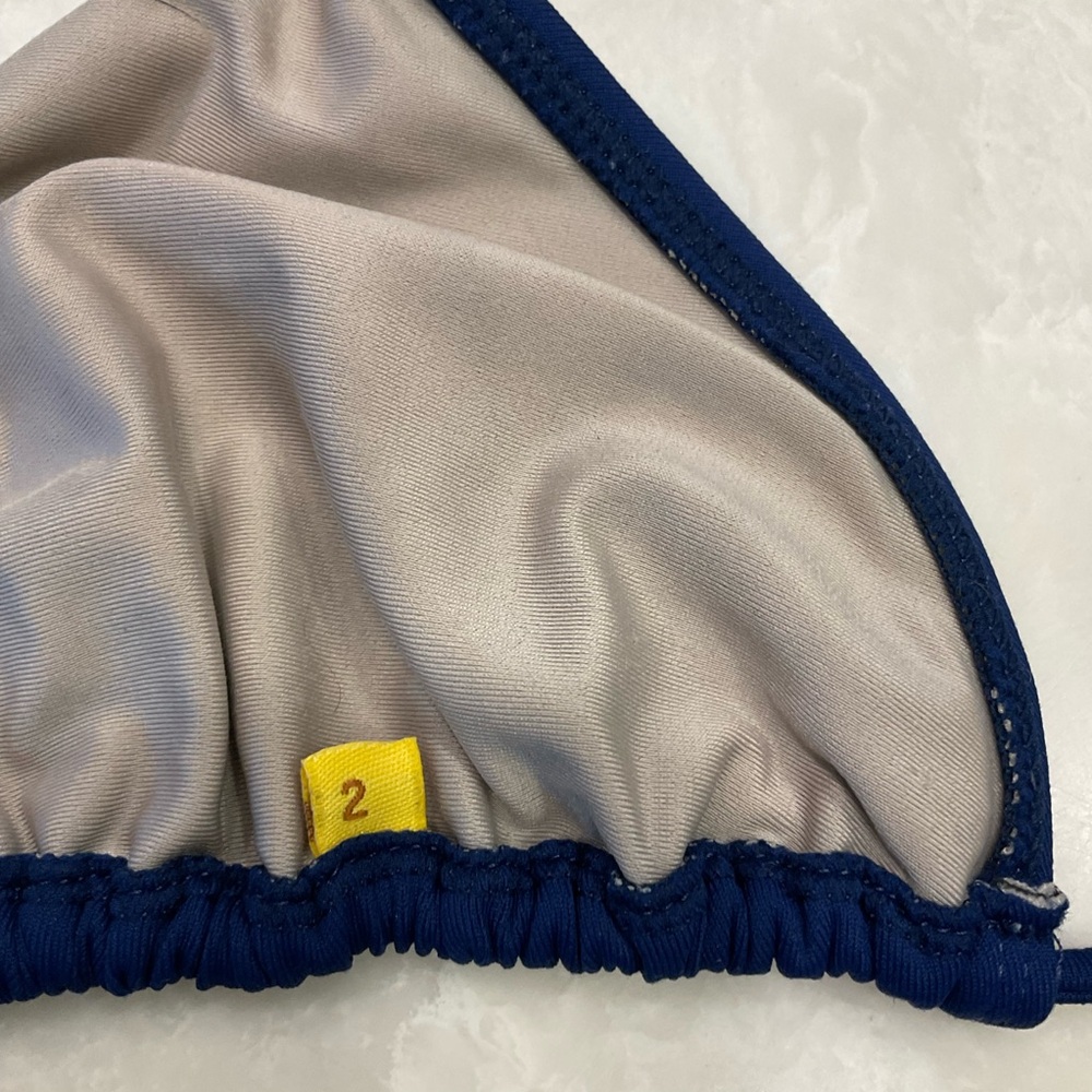 Jo de Mer Two Piece Navy Bikini, Triangle Top, Gold Ring Bottom Detail, Sz 2-Med - Picture 8 of 10